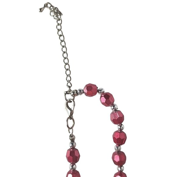 Elegant Pink Sparkling Hexagonal Bead Necklace Handmade Statement Jewelry - Picture 3 of 4